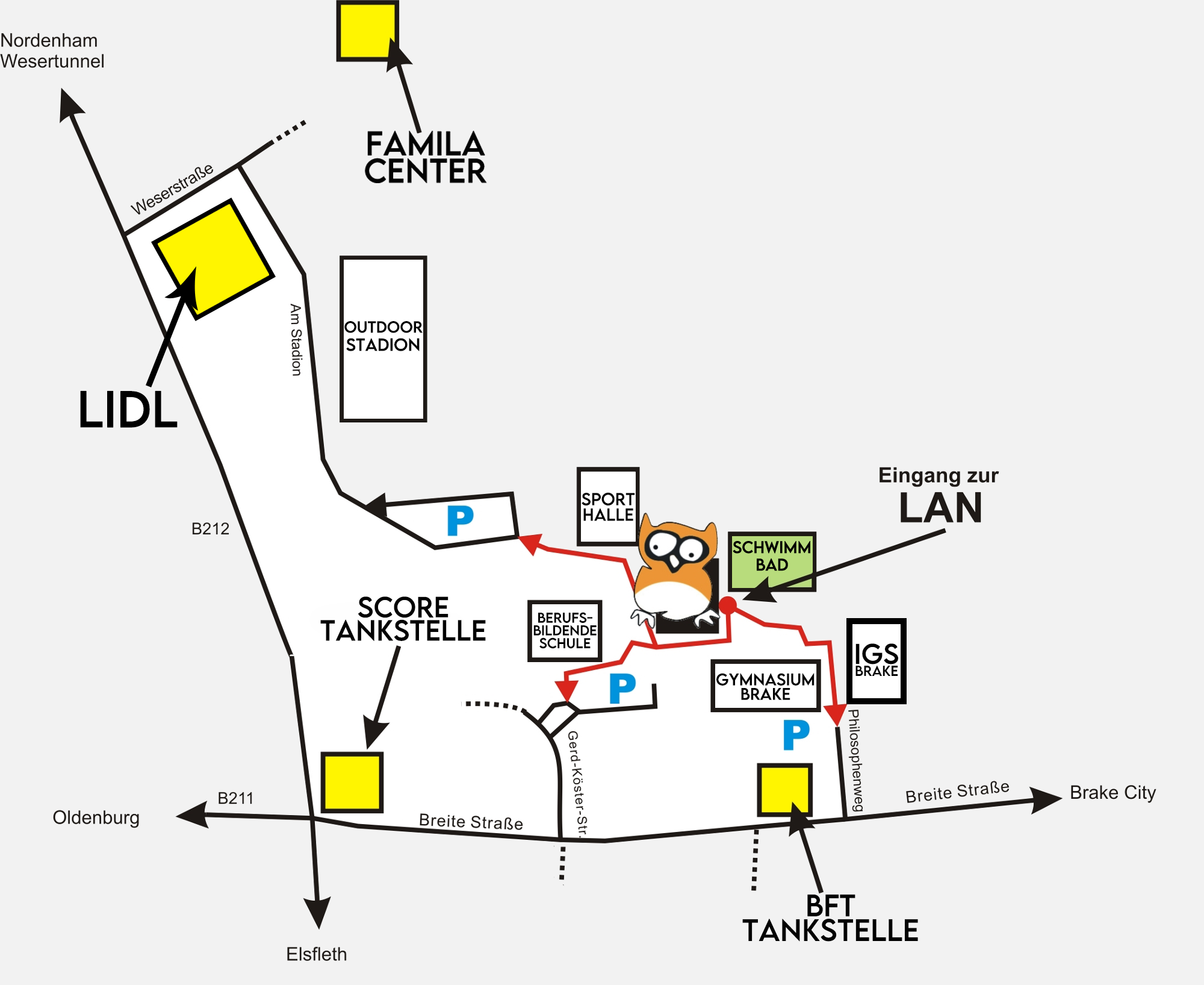 Anfahrtbeschreibung zur Großsporthalle Brake